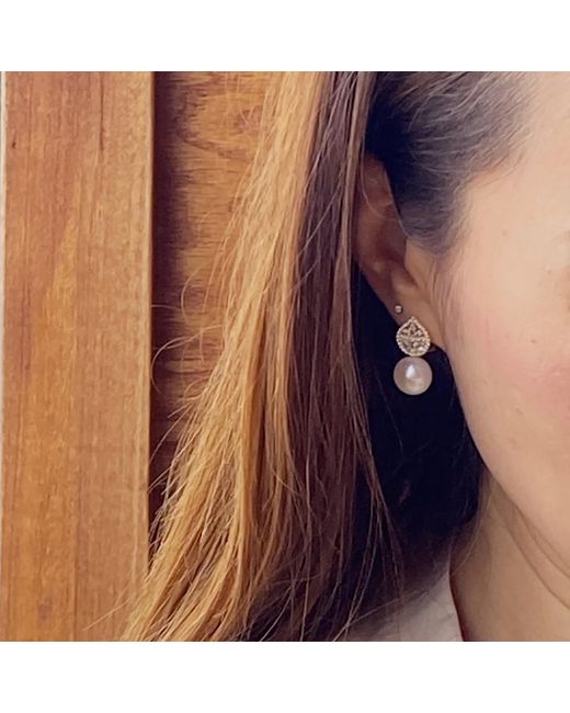 VicStoneNYC Fine Jewelry Metallic Elegant Shiny Akoya Pearl Drop Earrings