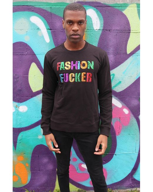 Any Old Iron Black Sequin Fashion Fucker Sweatshirt