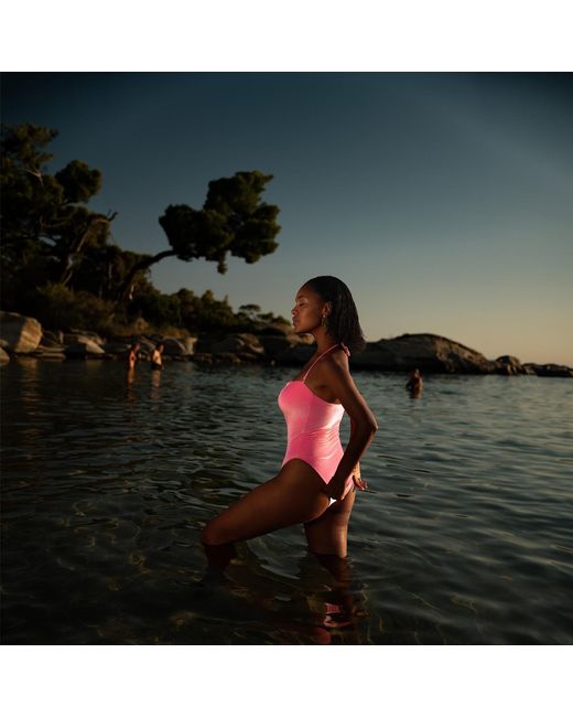 Maison Tangerine Pink Marbella Barbie Velvet Swimsuit