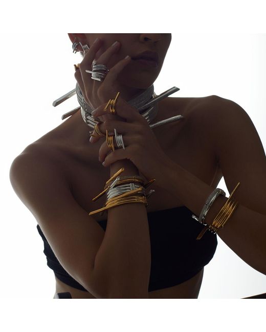 Born in Exile White Barbwire Brass Two Twist Ring