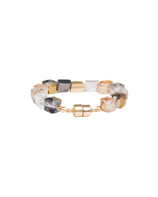 Saachi Metallic Faceted Bead & Stone Bracelet
