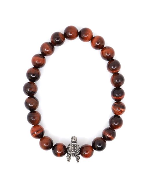 Shar Oke Multicolor Stainless Steel Spartan Helmet & Tiger's Eye Beaded Bracelet for men