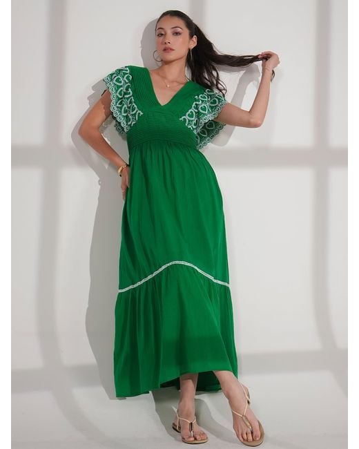 Rose & Nancy Green Eleanor Cotton Maxi Dress