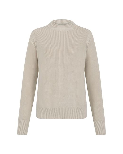 Paul James Knitwear Gray Neutrals Lightweight Cotton Camilla Fisherman Rib Jumper