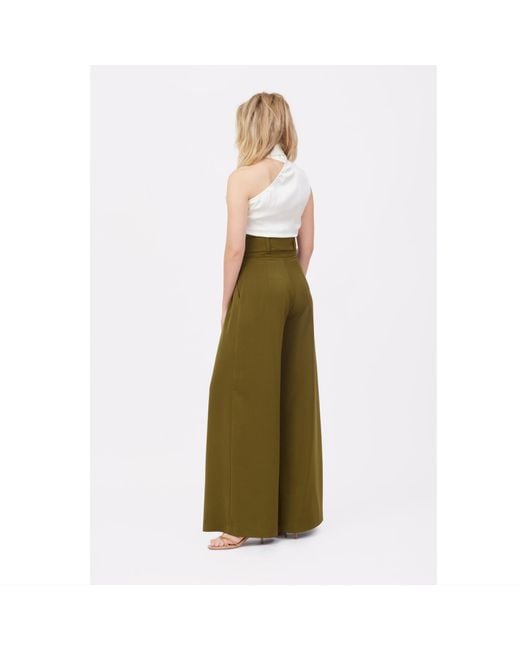 Julia Allert Green High Waist Long Wide Leg Trousers – Dark