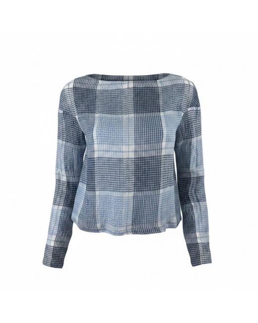 SNIDER Blue Plaid Drawstring Top