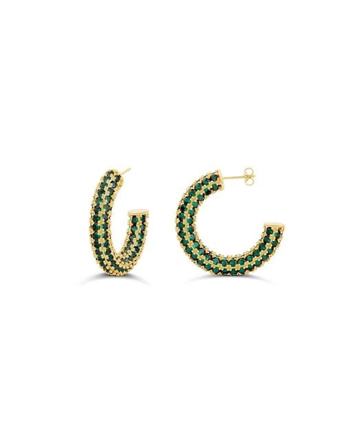 SHYMI Green Colored Crystal Pave Hoop Earrings
