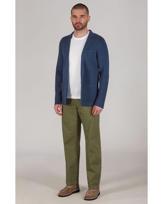 Paul James Knitwear Blue Lightweight Jaspe Cotton Albert Knitted Blazer for men
