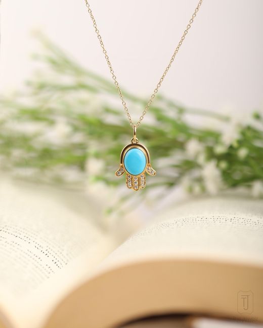 The Jewelz Blue Hamsa Charm Pendant
