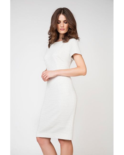Conquista Natural Neutrals Short Sleeve Fitted Dress