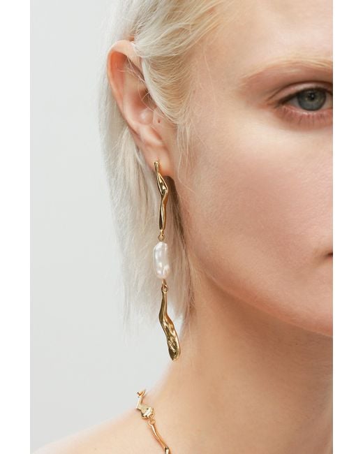 Classicharms Metallic Asymmetrical Molten Baroque Pearl Earrings
