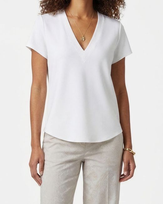 Lords of Harlech White Victoria V-Neck Top