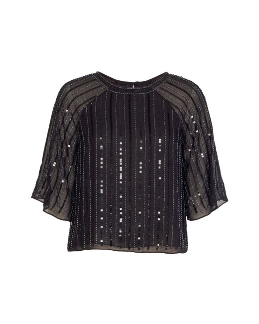 Rose & Nancy Black Aurora Sequin Top