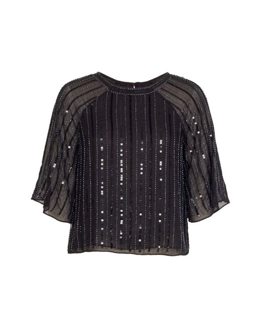 Rose & Nancy Black Aurora Sequin Top