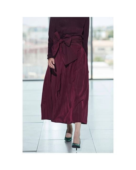 The Extreme Collection Purple Plum Midi Skirt Taffeta With Waist Bow