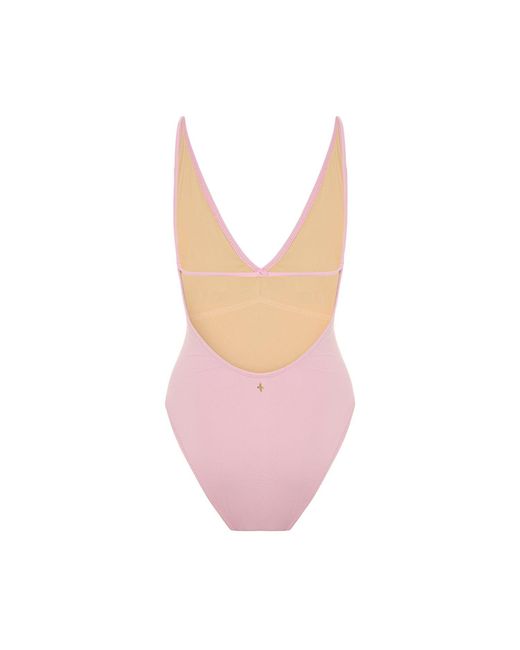 Pcfg Pink The Solar Reflections Low Back V-Neck Swimsuit