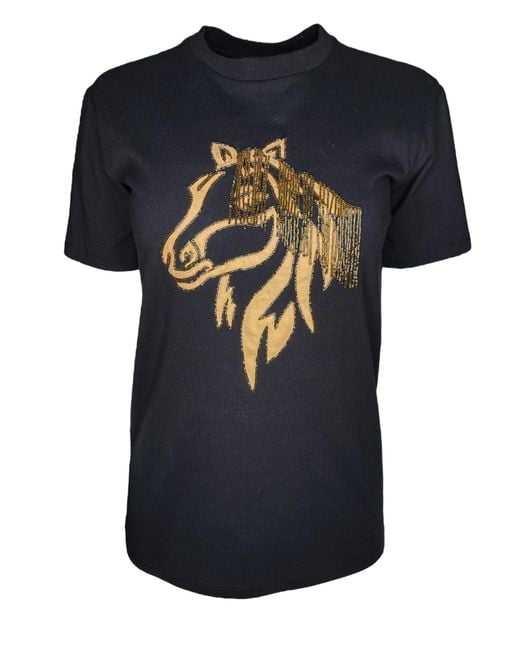 Any Old Iron Black Golden Horse Hair Beaded T-Shirt