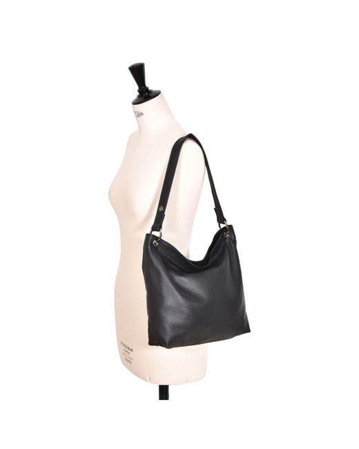 Owen Barry Black Leather Shoulder Bucket Bag Hesta