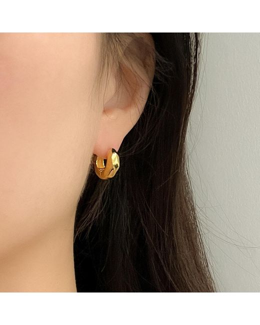 Cote Cache Metallic Eclipsia Faceted Huggie Hoop Earrings