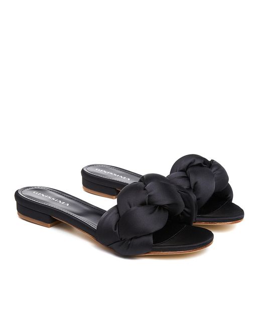 Ginissima Black Adele Satin Slippers