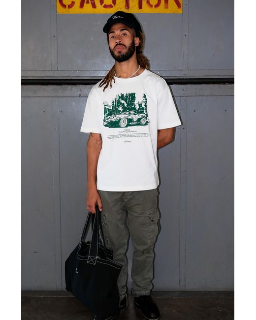 Éclectique Green Jaguar Graphic T-Shirt With D-Type Race Car for men