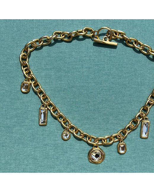 Sccollection Metallic Daisy Rhinestone Necklace