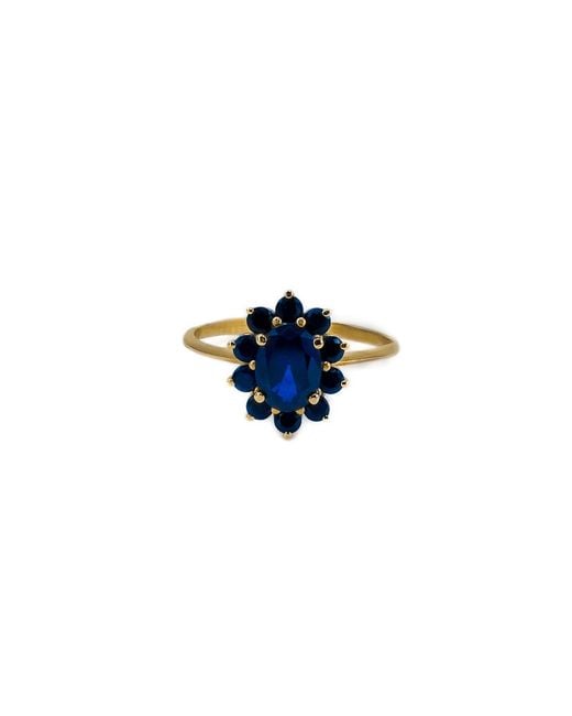 Marteliè Blue Ring With Oval And Brilliant Cut Synthetic Sapphires