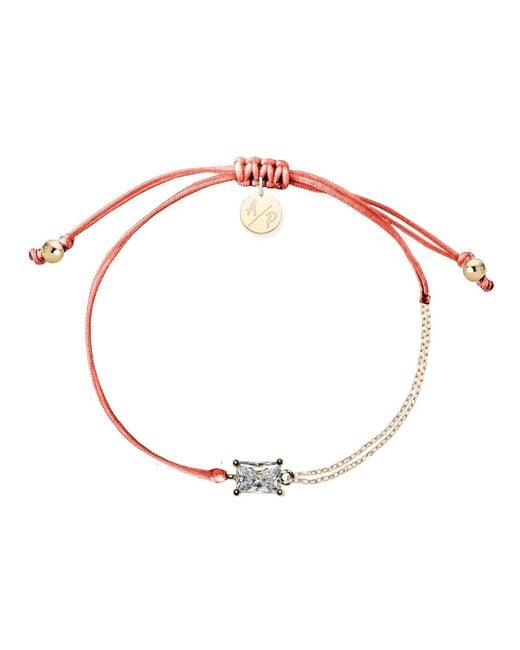 Adriana Pappas Designs Metallic Cz Emerald Cut Bracelet On Colored Cord
