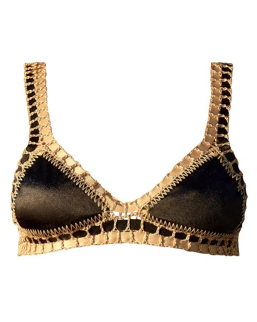 Luxsea Swimwear Black Celeste Shimmer Crochet Bikini Top