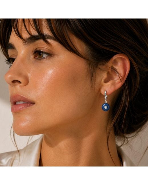 Lily Flo Jewellery Blue Kyanite Diamond Hoop Earrings
