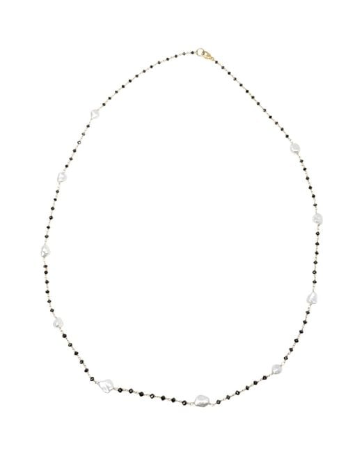 Rahul's Jewels Metallic 20" Genuine Diamond & Keshi Pearl Rosary Necklace