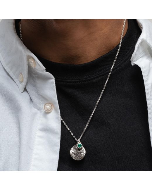 Dower & Hall Metallic Disc & Garnet Array Pendant for men