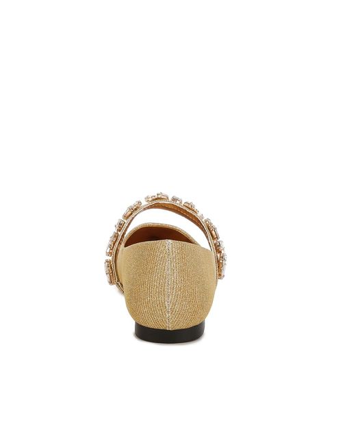 Rag & Co Natural Flavia Diamante Brooch Glitter Ballerinas