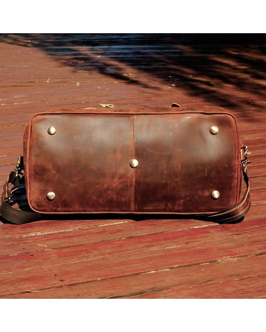 Touri Brown Leather Weekend Bag With Suit Compartment Weekender for men