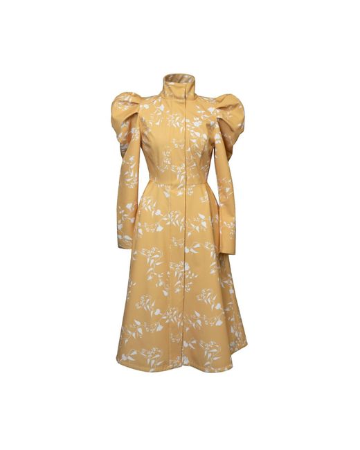 RainSisters Metallic Coat With Balloon-Styled Sleeves And Floral Print: Majestic