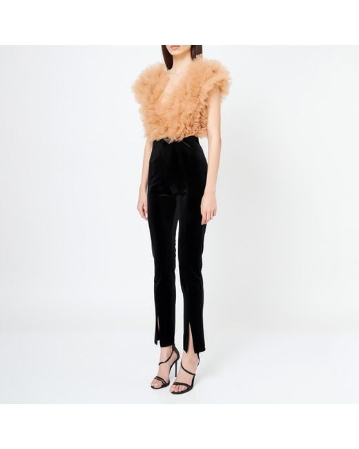 LIA ARAM Natural Neutrals Signature Ruffled Tulle Bodysuit