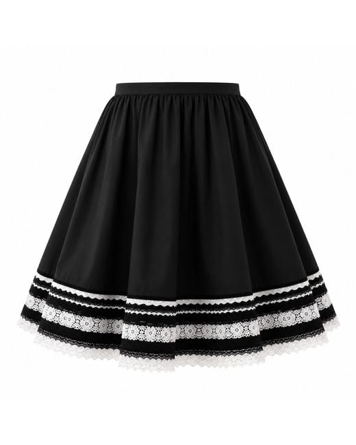 IZABELA MANDOIU Black Premium Midi Skirt With Couture Lace Trim