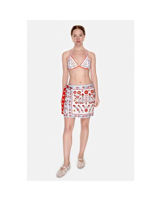 Jessie Zhao New York Red Swim Cover Up Skirt- Garden