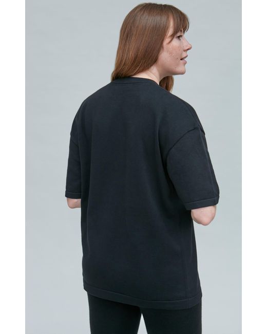 Paul James Knitwear Black Lightweight Cotton Fenn Oversized Knitted T-Shirt
