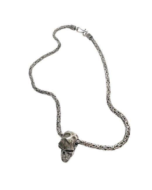 Tg-Jewellery by Tamara Gervasio Metallic Skull Japonese Sign Power Flat Byzantine Chain for men
