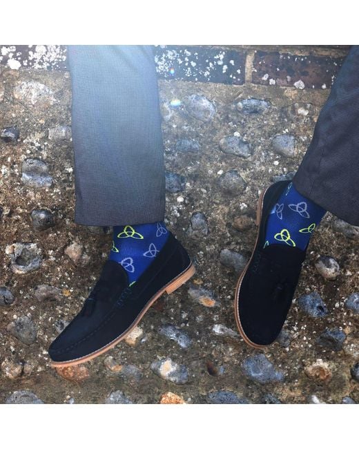 Peper Harow - Made in England Blue Tri & Snowflake Socks Bundle for men