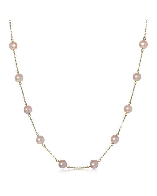 Pearls of the Orient Online Metallic Gratia Plated Chain Necklace With Cultured Freshwater Pearls
