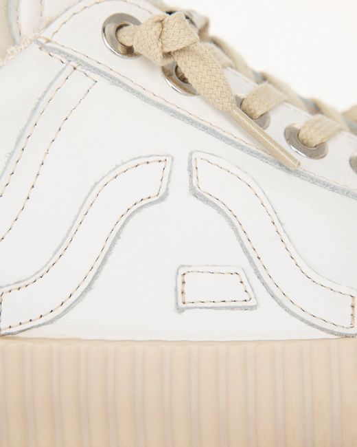 Springa | Unique Vulcanized Sneakers Italian Handmade White Wavy Leather Embroidery Sneakers for men