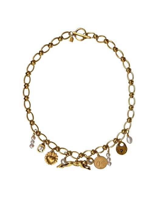 Sccollection Metallic Lola & Pearl Cheetah Charm Necklace