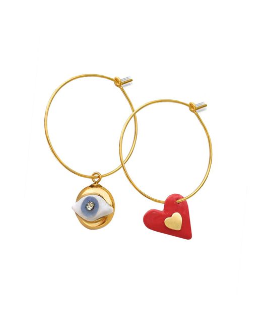 Sculp Metallic To Love And Protect U Hoop Earrings