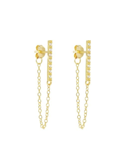 KAMARIA Metallic Crystal Bar Chain Stud Earrings