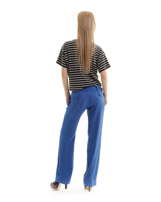 Conquista Blue Seamed Pants With Belt