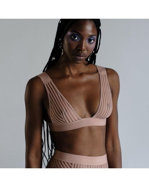 MONIQUE MORIN LINGERIE Pink Vertigo V Neck Bralette Mushroom
