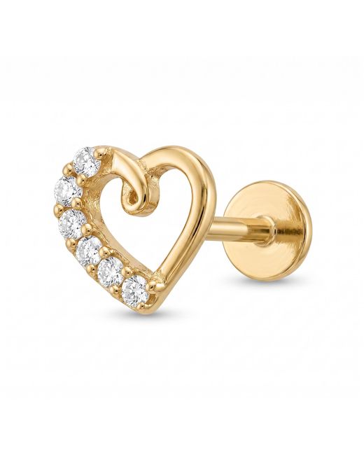 Zahav Jewelry Metallic 14K Solid 18G 6Mm Heart Shaped Internally Threaded Cartilage Earring