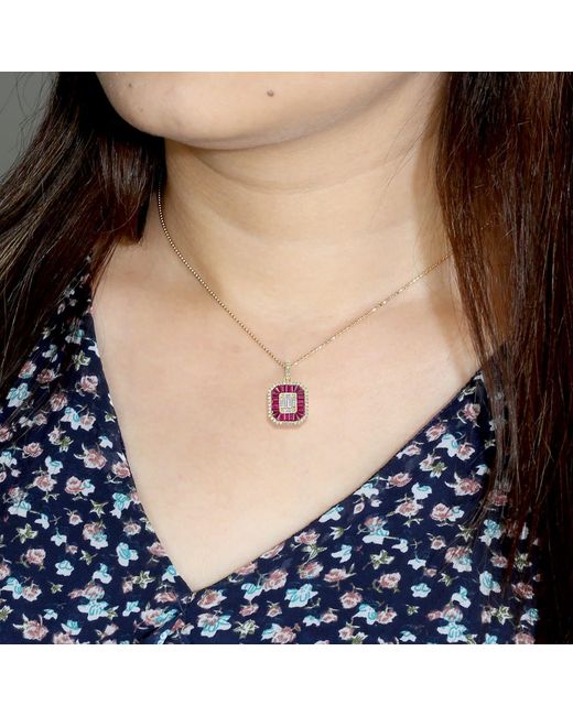 Artisan Pink Ruby And Diamond Halo Pendant
